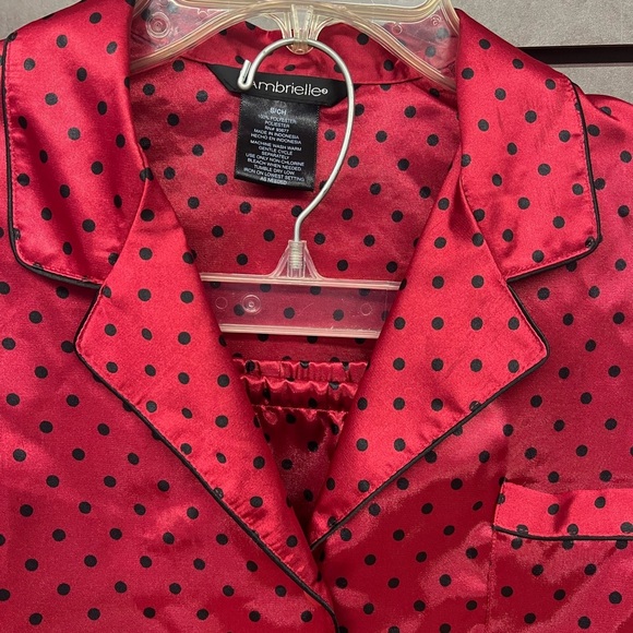 Ambrielle Red Satin Polka Dot Pajama Set Sz S - Picture 4 of 4